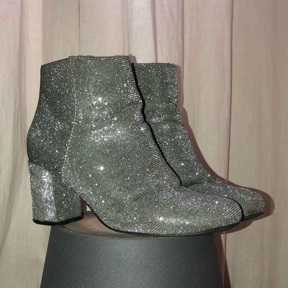 Silver Glitter Ankle Boots
